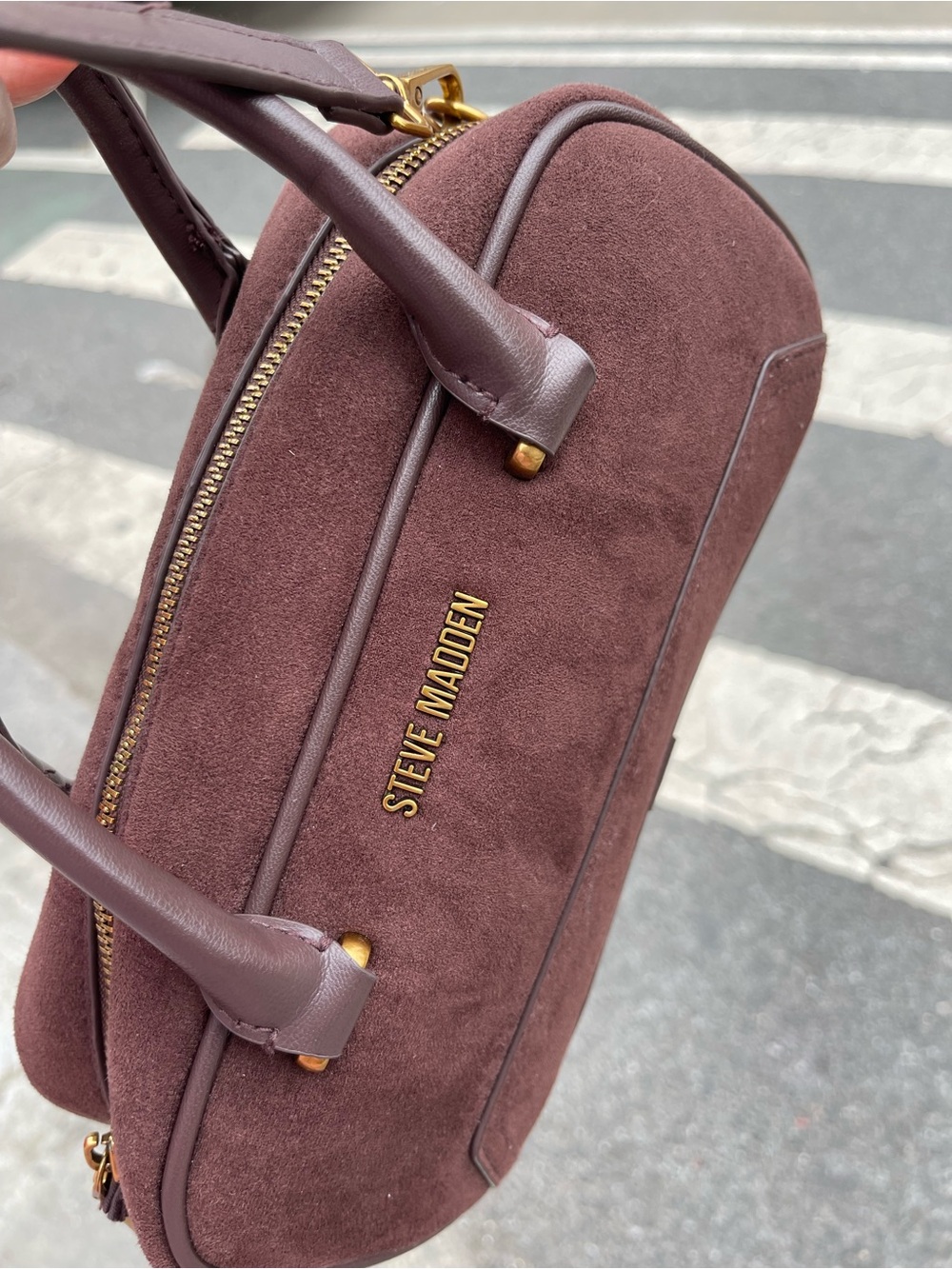 Steve Madden Burgundy Suede Messenger Bag